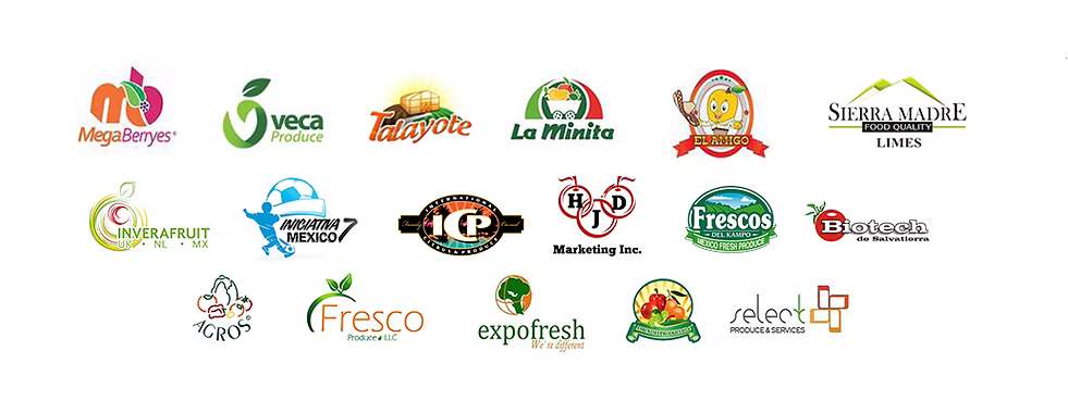 MegaBerryes, Veca Produce, Talayote, La Minita, El Amigo, Sierra Madre, Inverafruit, Iniciativa Mexico 7, IP International, HJD Marketing, Frescos del Kampo, Biotech, Agros, Fresco Produce LLC, expofresh, Select Produce & Services